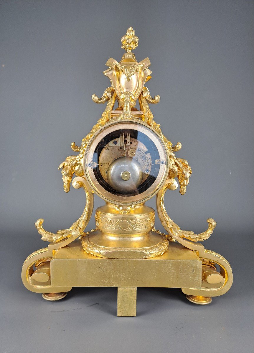 Louis XVI Style Clock In Gilt Bronze-photo-7