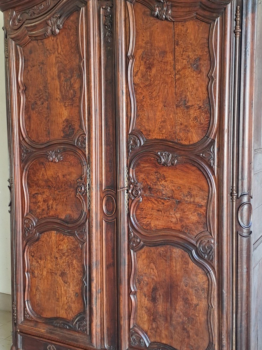Armoire de mariage Louis XV En Noyer Sculpté-photo-3