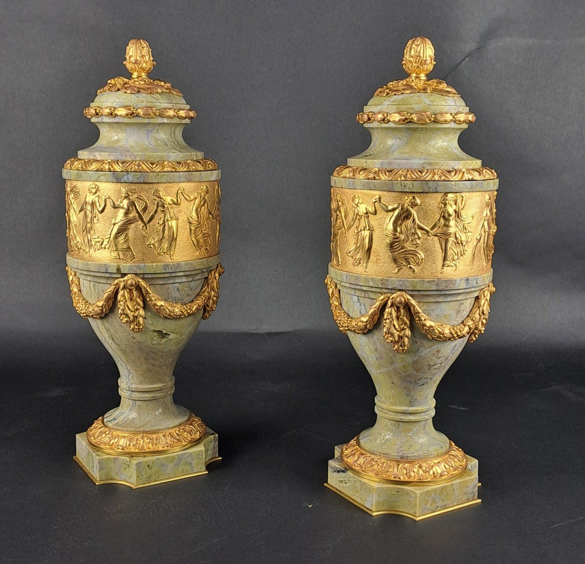 Pair Of Ornamental Vases Stamped Jollet Anc. Colin House In Paris-photo-4