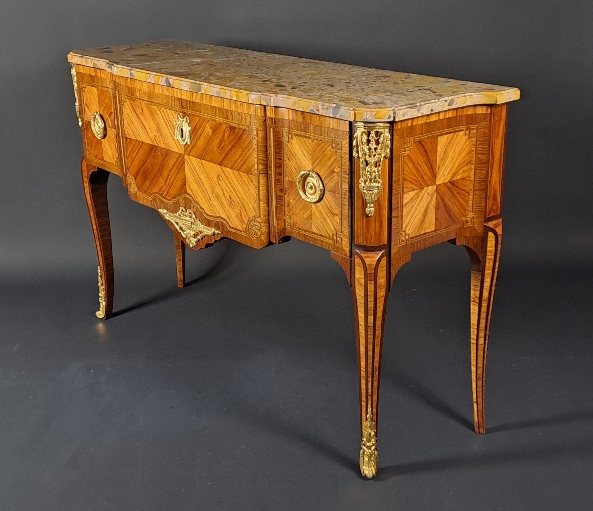 Transition Style Marquetry And Gilt Bronze  Commode-photo-7