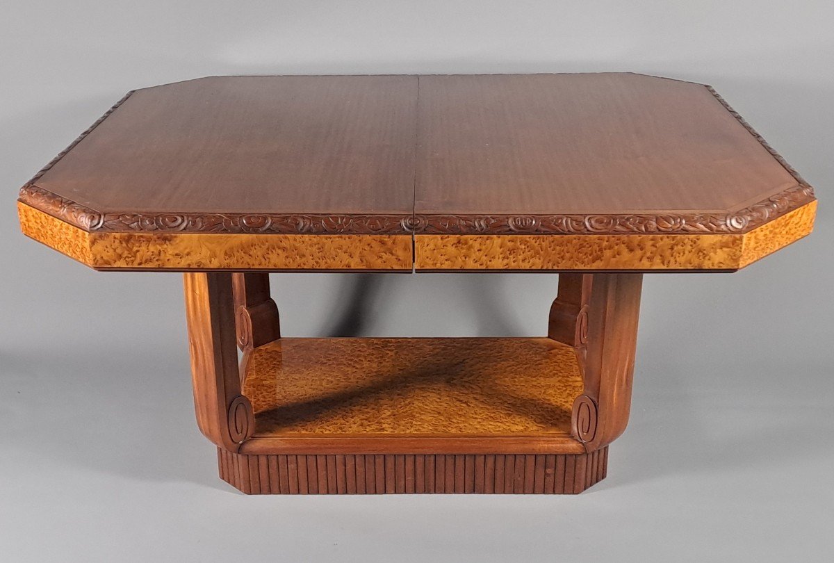 Maurice Dufrène - Art Deco Table In Mahogany And Amboyna Burl-photo-2