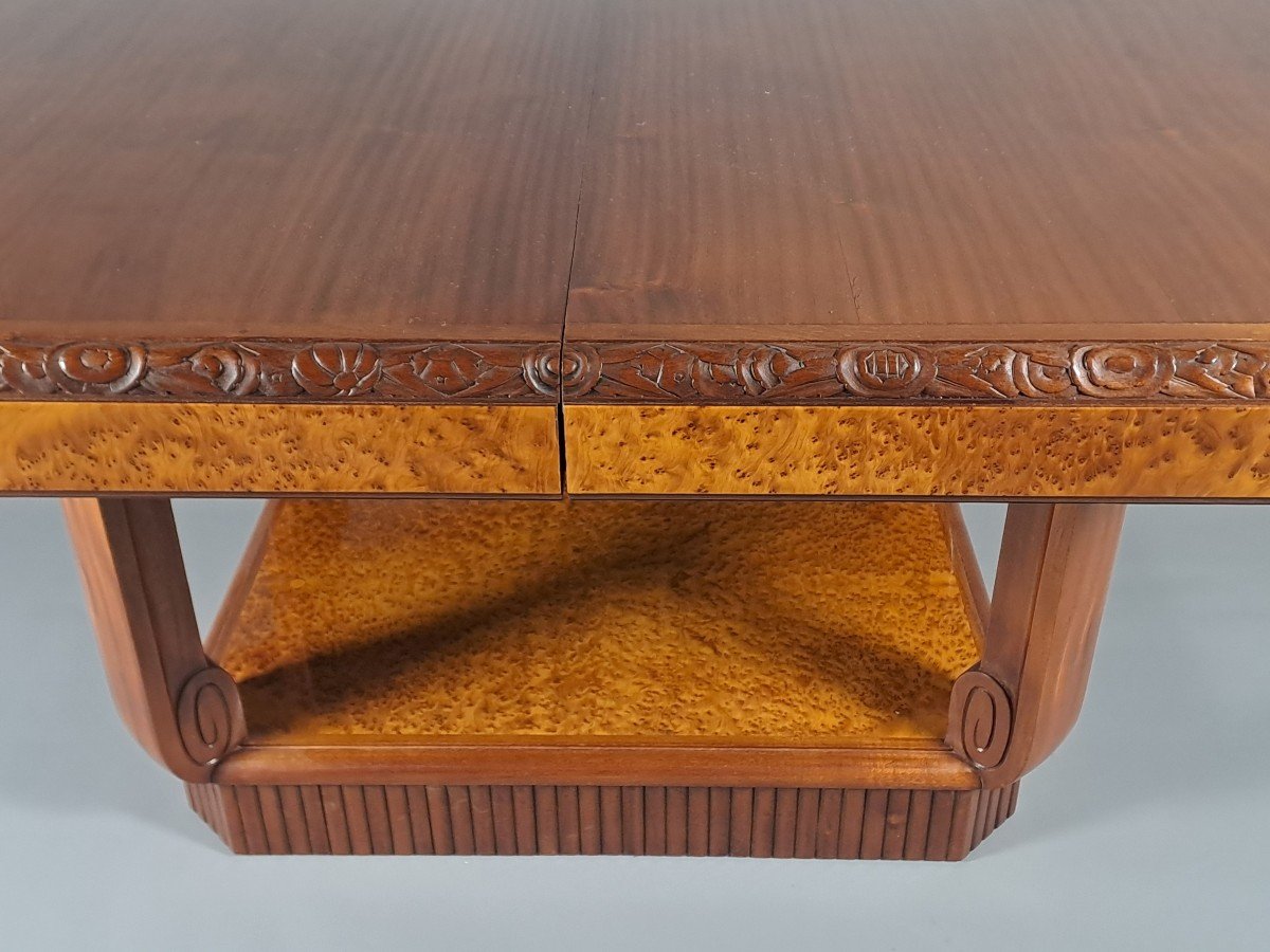 Maurice Dufrène - Art Deco Table In Mahogany And Amboyna Burl-photo-4