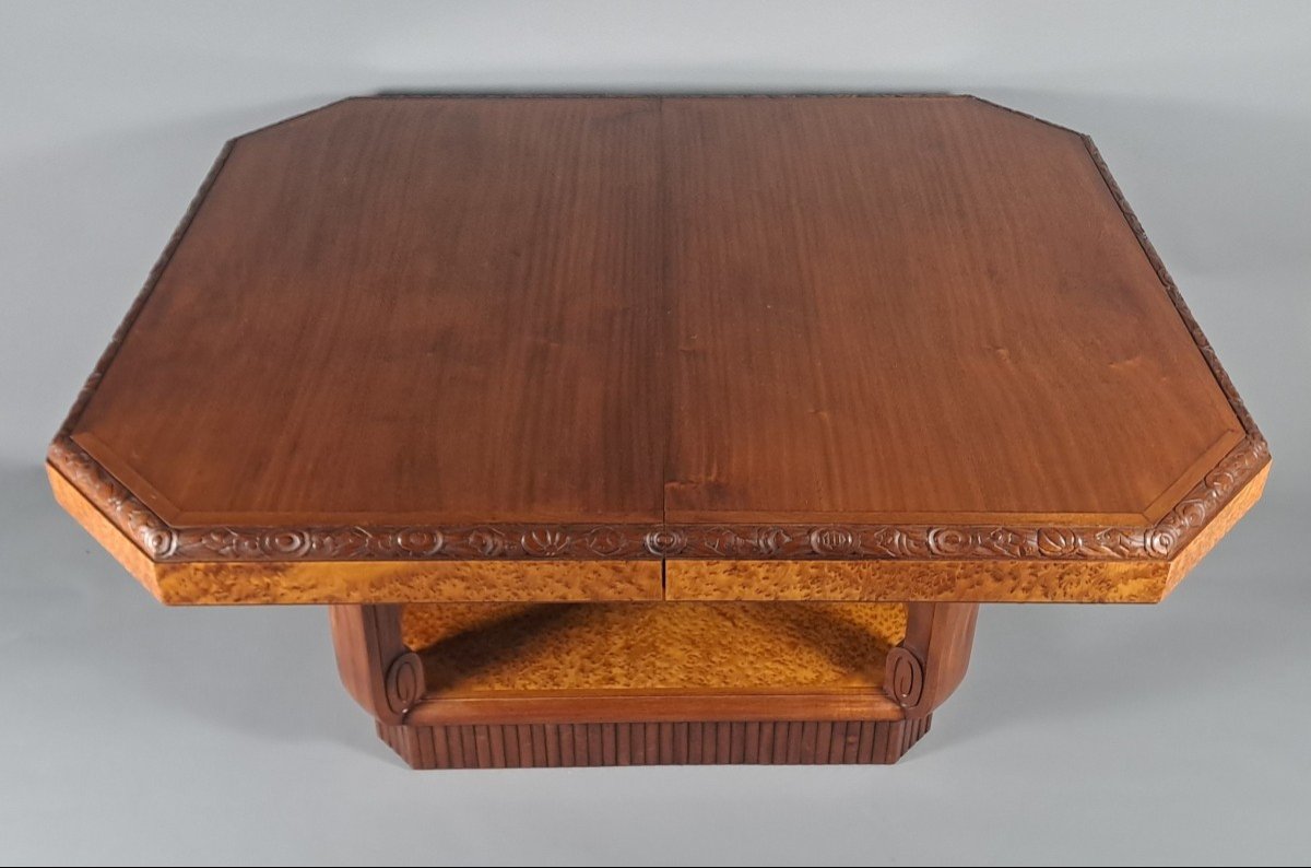 Maurice Dufrène - Art Deco Table In Mahogany And Amboyna Burl-photo-1