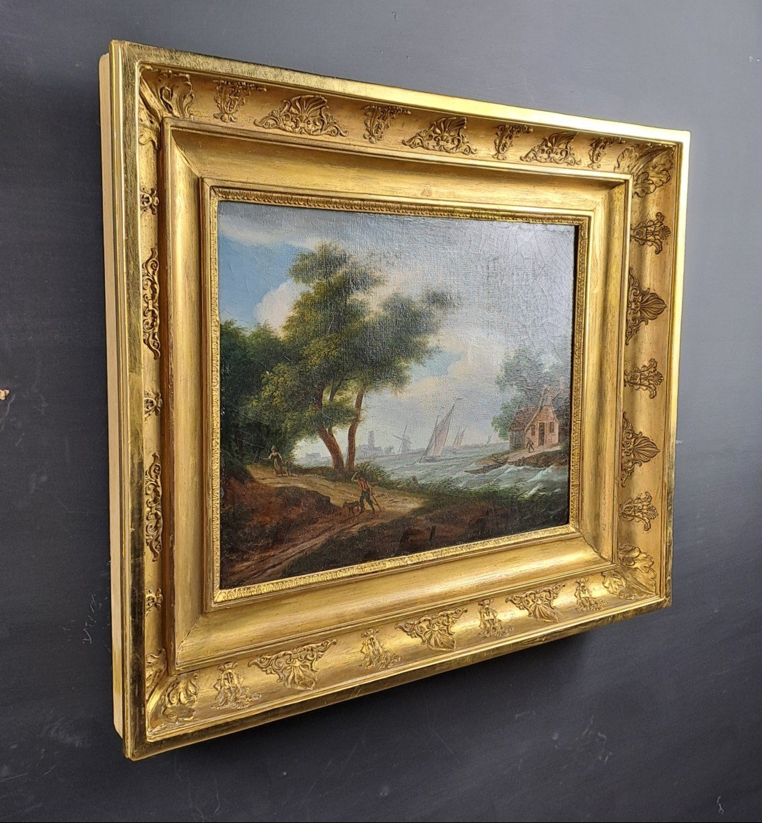 Oil On Canvas - Dutch School Of The 18th Century - The Approach Of The Storm-photo-6