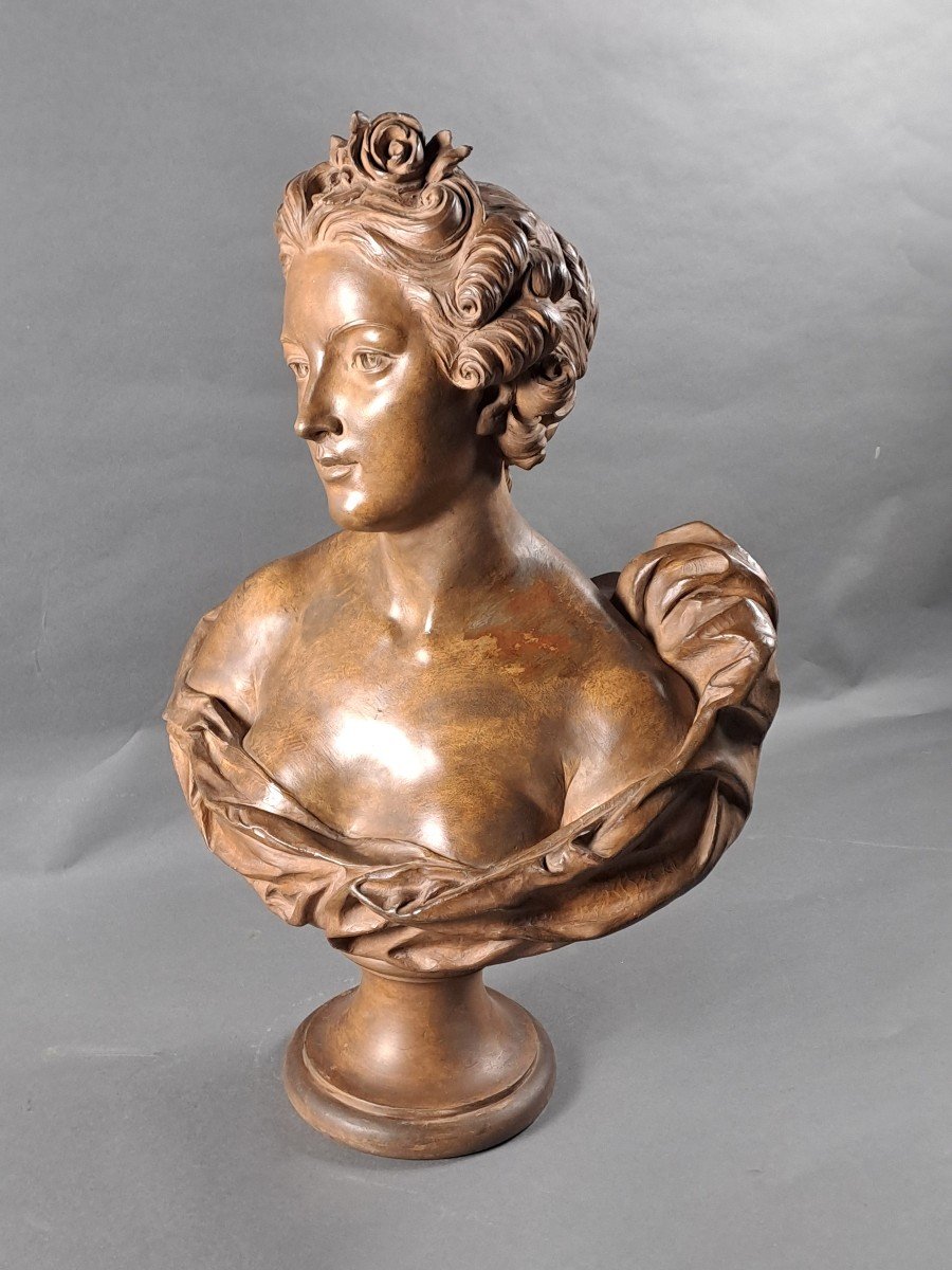 Buste D’élégante En Terre Cuite De La Manufacture De Sèvres – XIXème Siècle-photo-7