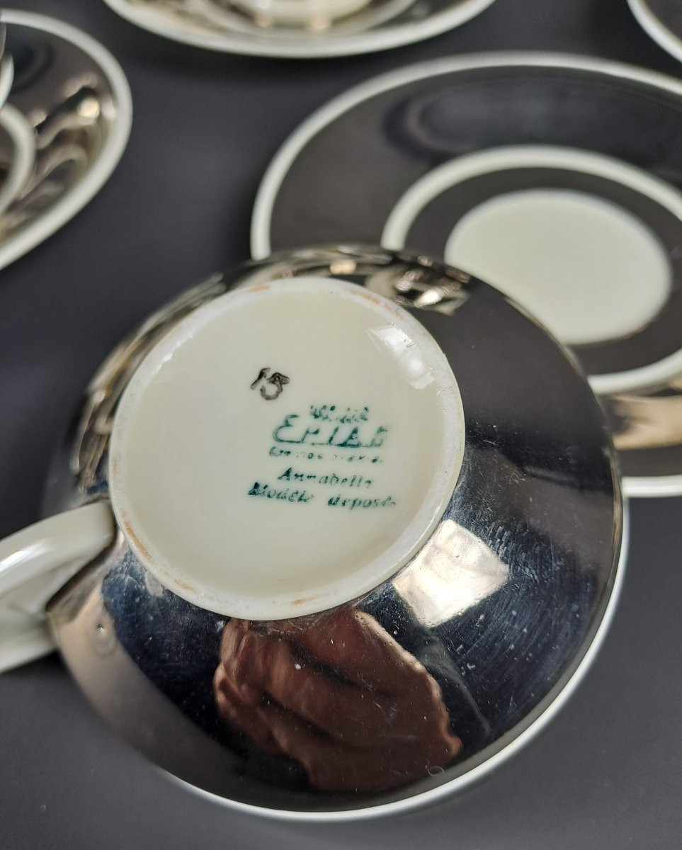 Art Deco Tea Set In Fine Silver Porcelain-photo-7