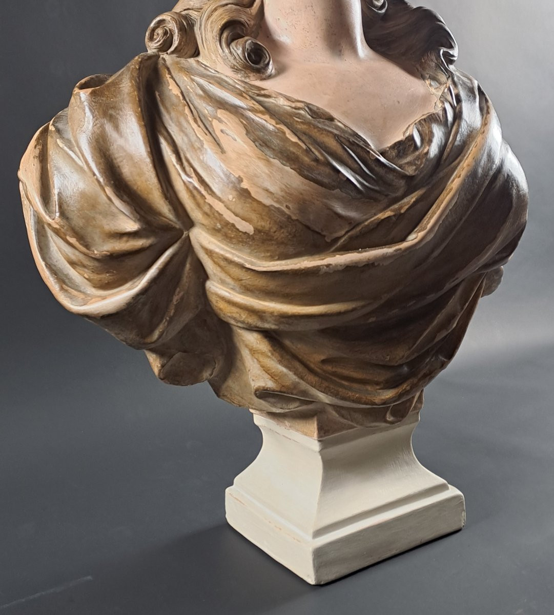 Grand buste en terre cuite - dame de qualité dans le goût du XVIIIème siècle-photo-6
