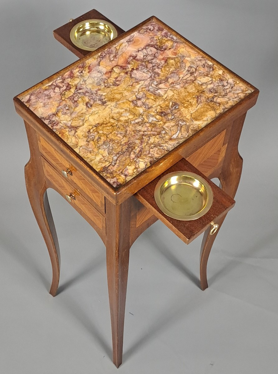 Small Smoking Table In Transitional Style Marquetry-photo-2
