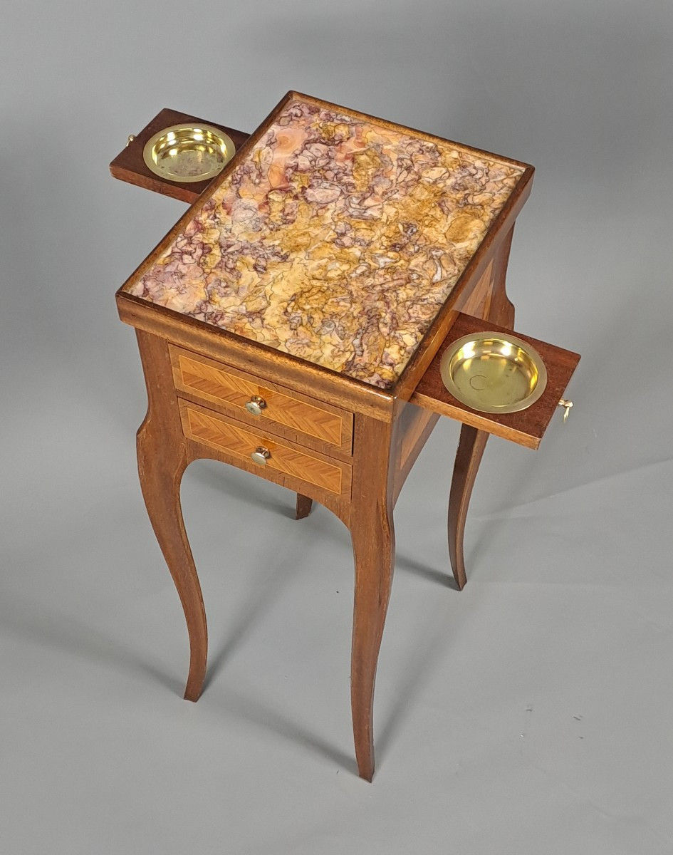 Small Smoking Table In Transitional Style Marquetry-photo-3