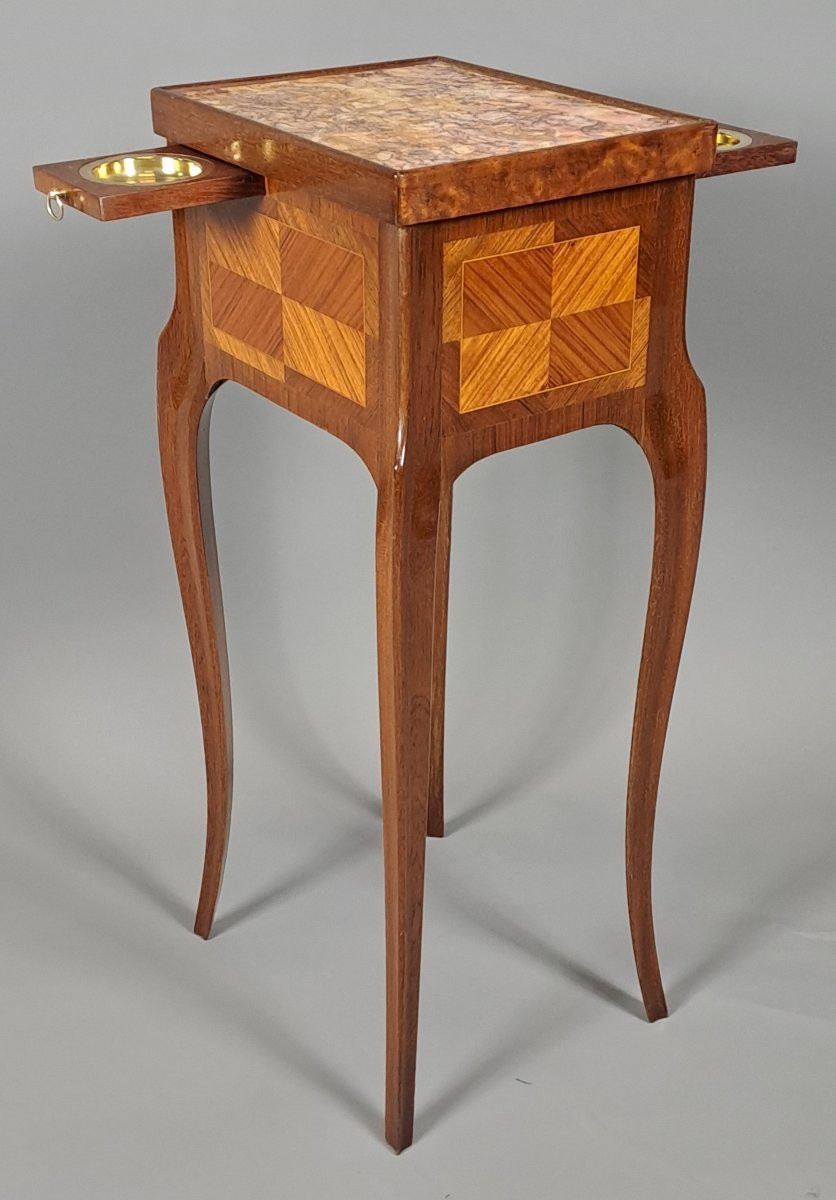 Small Smoking Table In Transitional Style Marquetry-photo-2