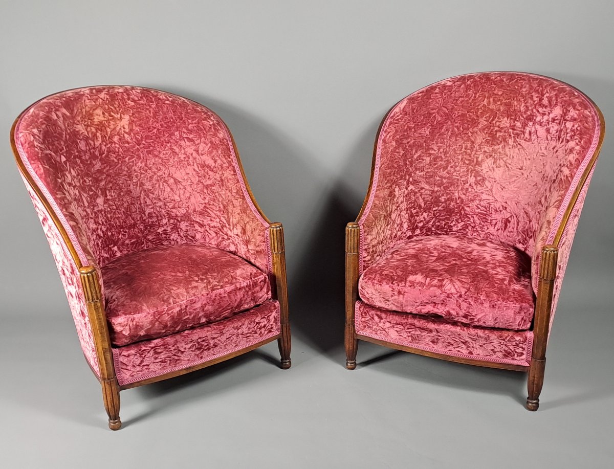 Pair Of Art Deco Armchairs - Maison Dim René Joubert And Philippe Petit (in The Style Of)-photo-3