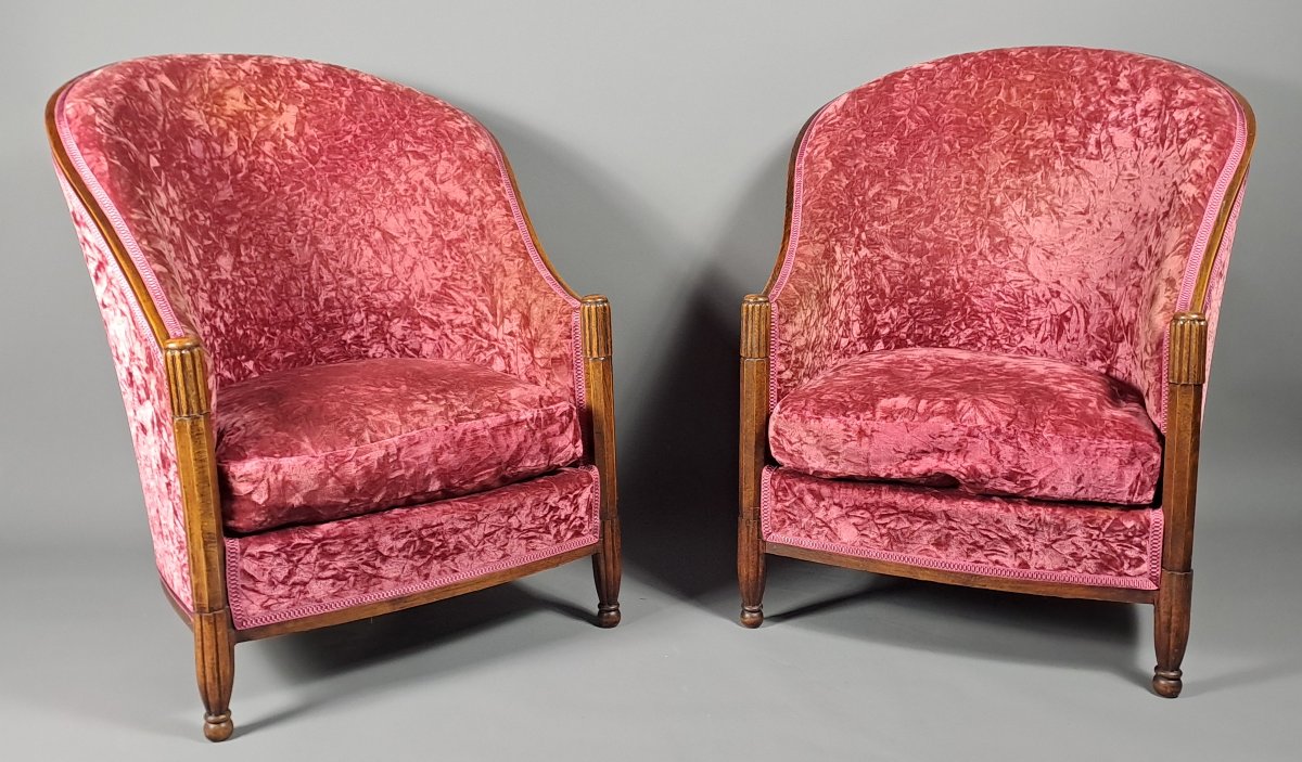 Pair Of Art Deco Armchairs - Maison Dim René Joubert And Philippe Petit (in The Style Of)-photo-2