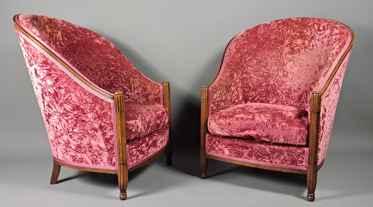 Pair Of Art Deco Armchairs - Maison Dim René Joubert And Philippe Petit (in The Style Of)-photo-5