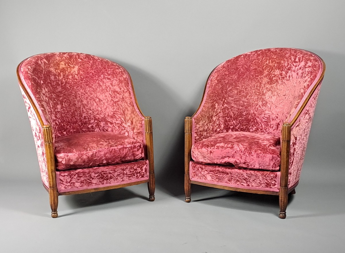 Pair Of Art Deco Armchairs - Maison Dim René Joubert And Philippe Petit (in The Style Of)