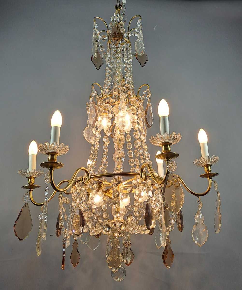 Large Louis XVI Style Chandelier In Crystal And Gilded Bronze-photo-2