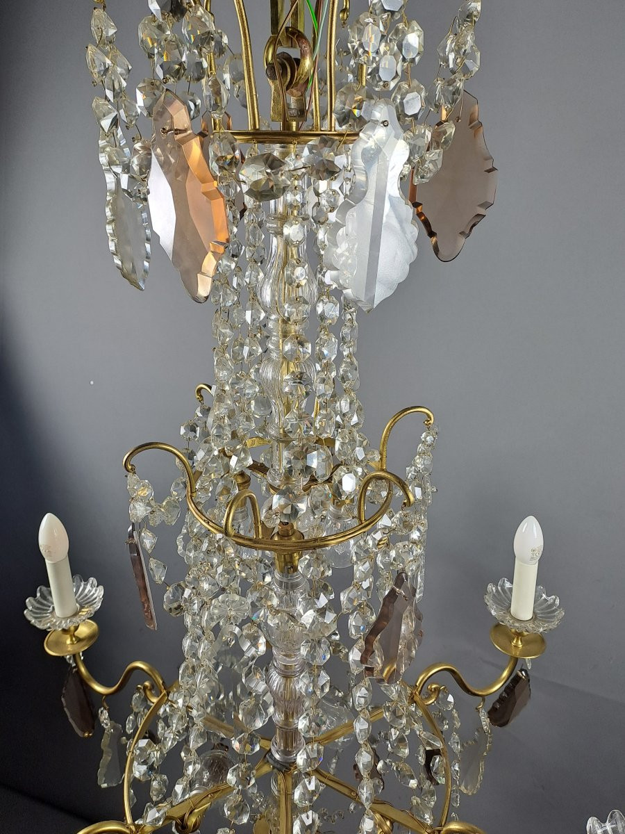 Large Louis XVI Style Chandelier In Crystal And Gilded Bronze-photo-3