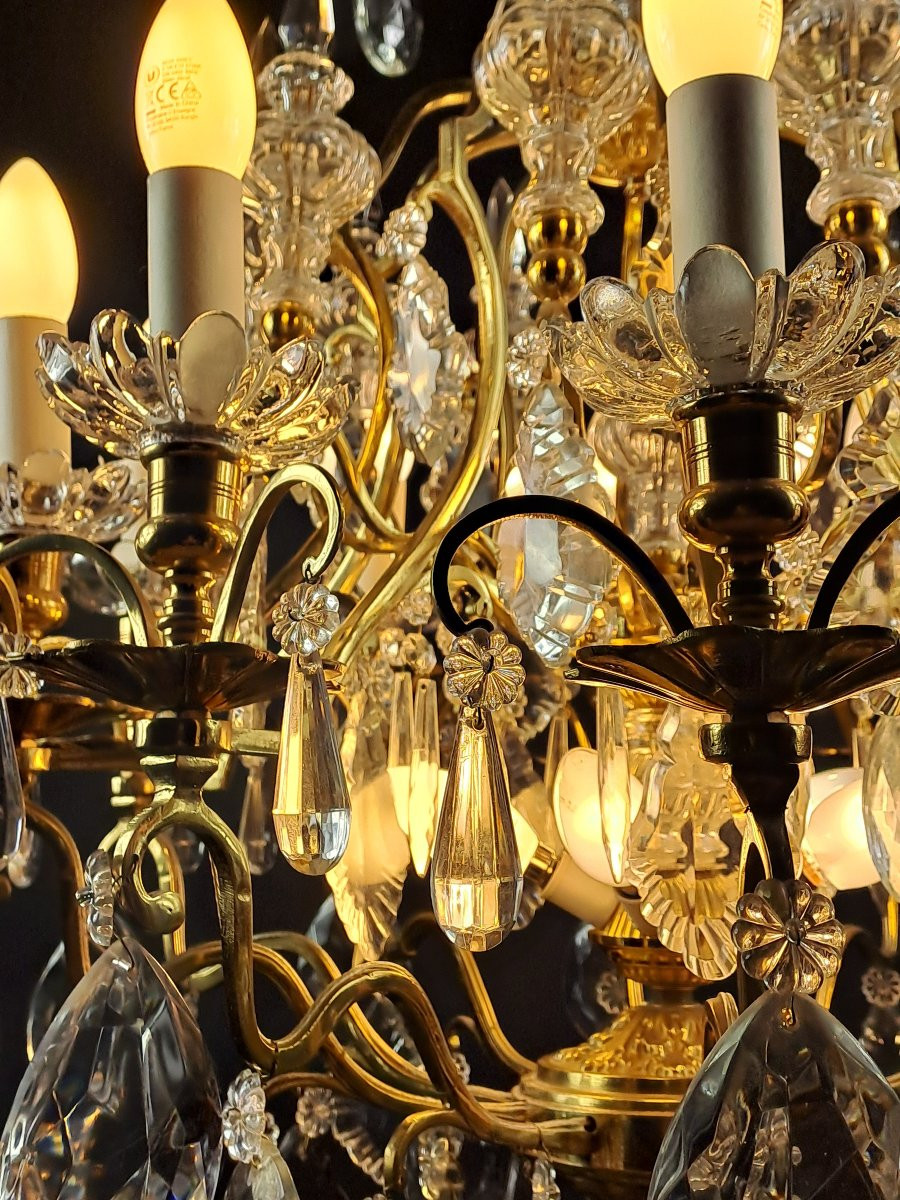 Louis XV Style Cage Chandelier In Gilded Bronze And Baccarat Crystal-photo-2