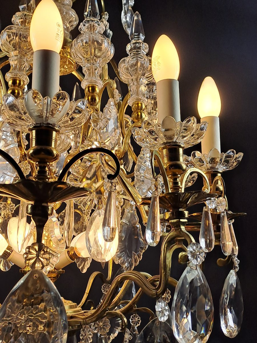 Louis XV Style Cage Chandelier In Gilded Bronze And Baccarat Crystal-photo-4