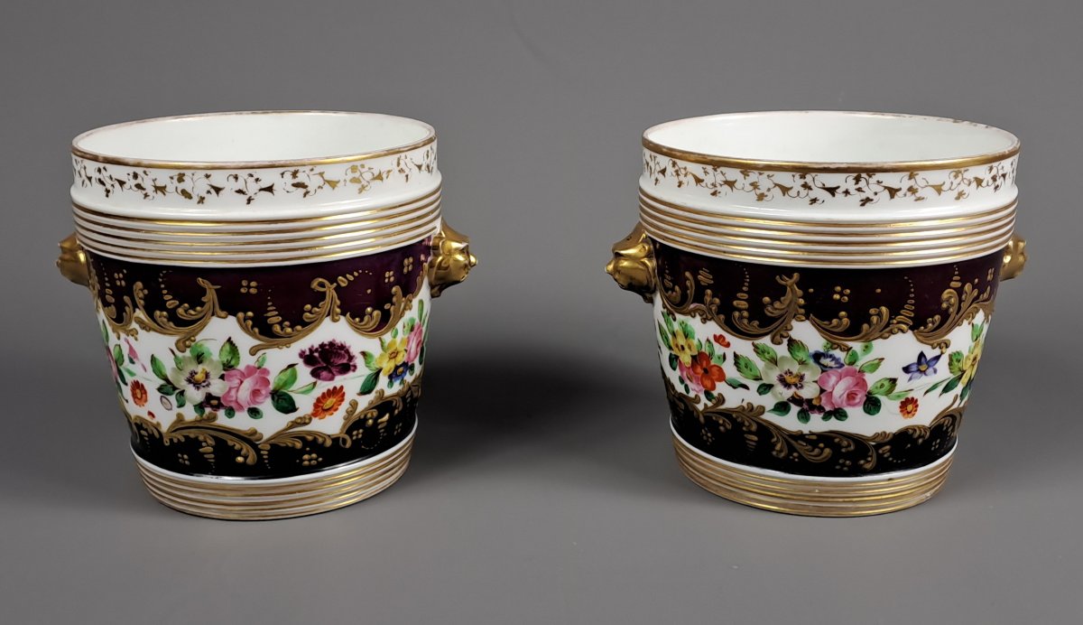 Paire de cache-pots en porcelaine de Paris-photo-4