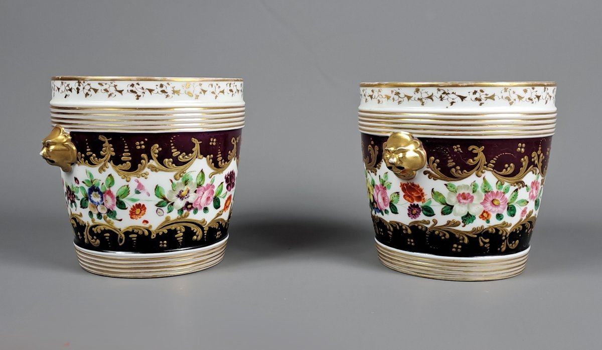 Paire de cache-pots en porcelaine de Paris-photo-3