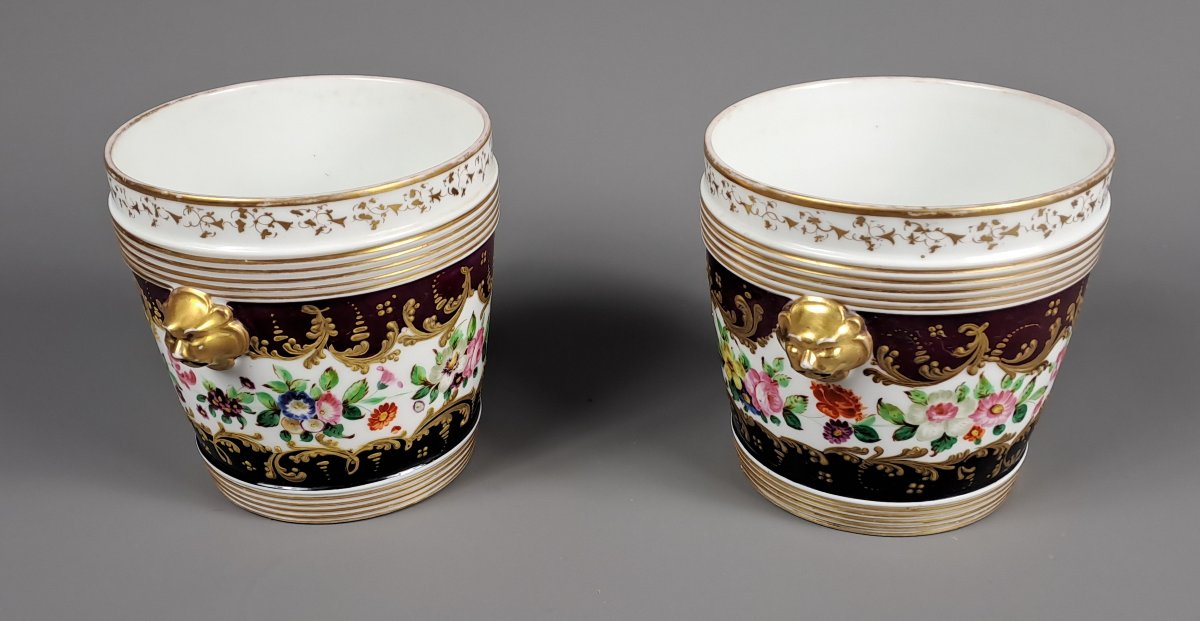Paire de cache-pots en porcelaine de Paris-photo-4