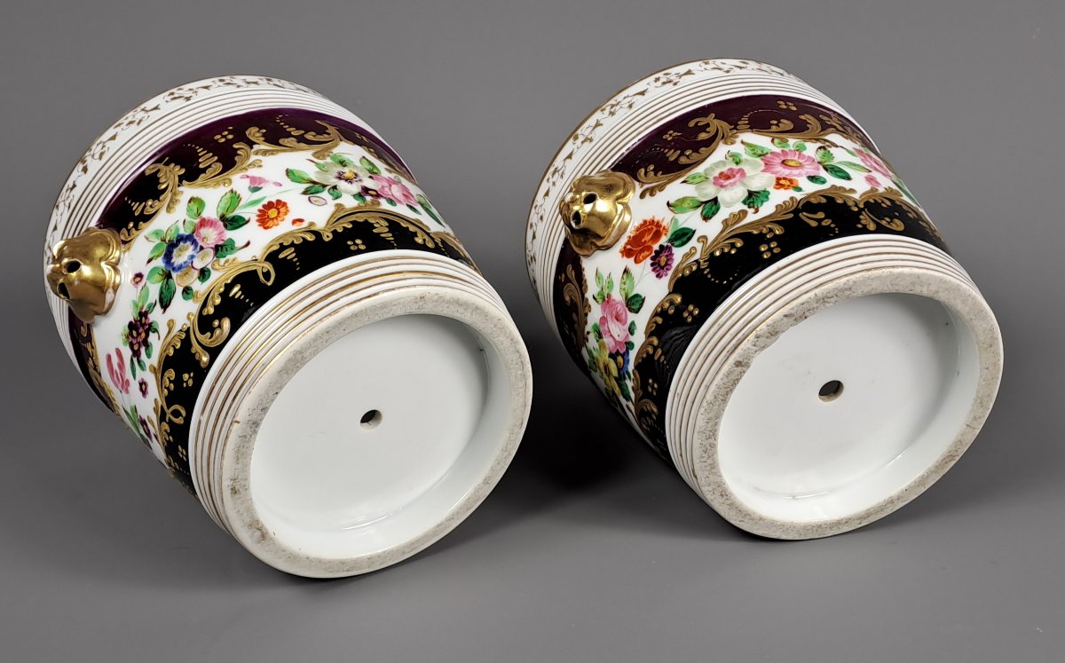 Paire de cache-pots en porcelaine de Paris-photo-5