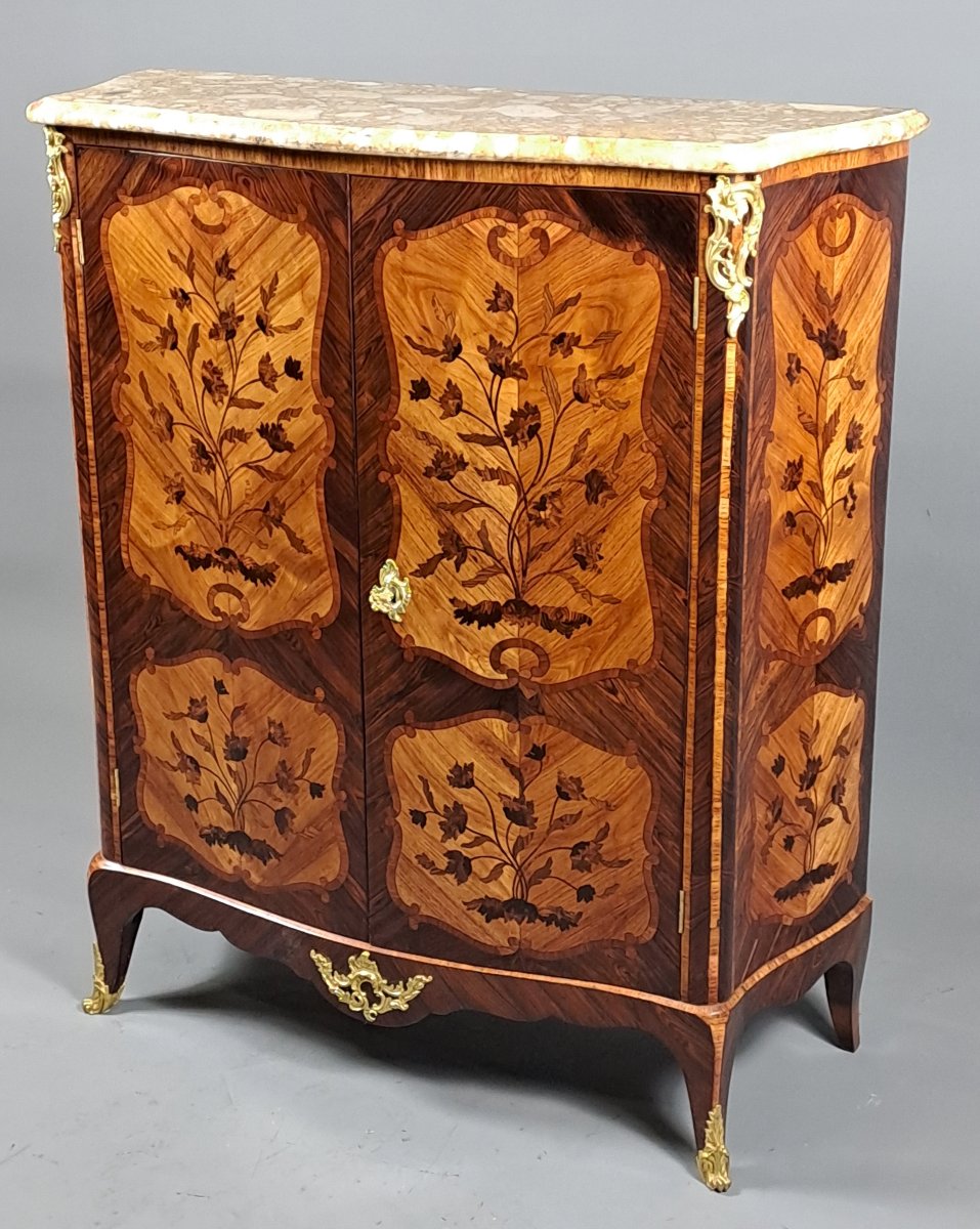 Louis XV Armoirette With Floral Marquetry And Gilt Bronze-photo-4