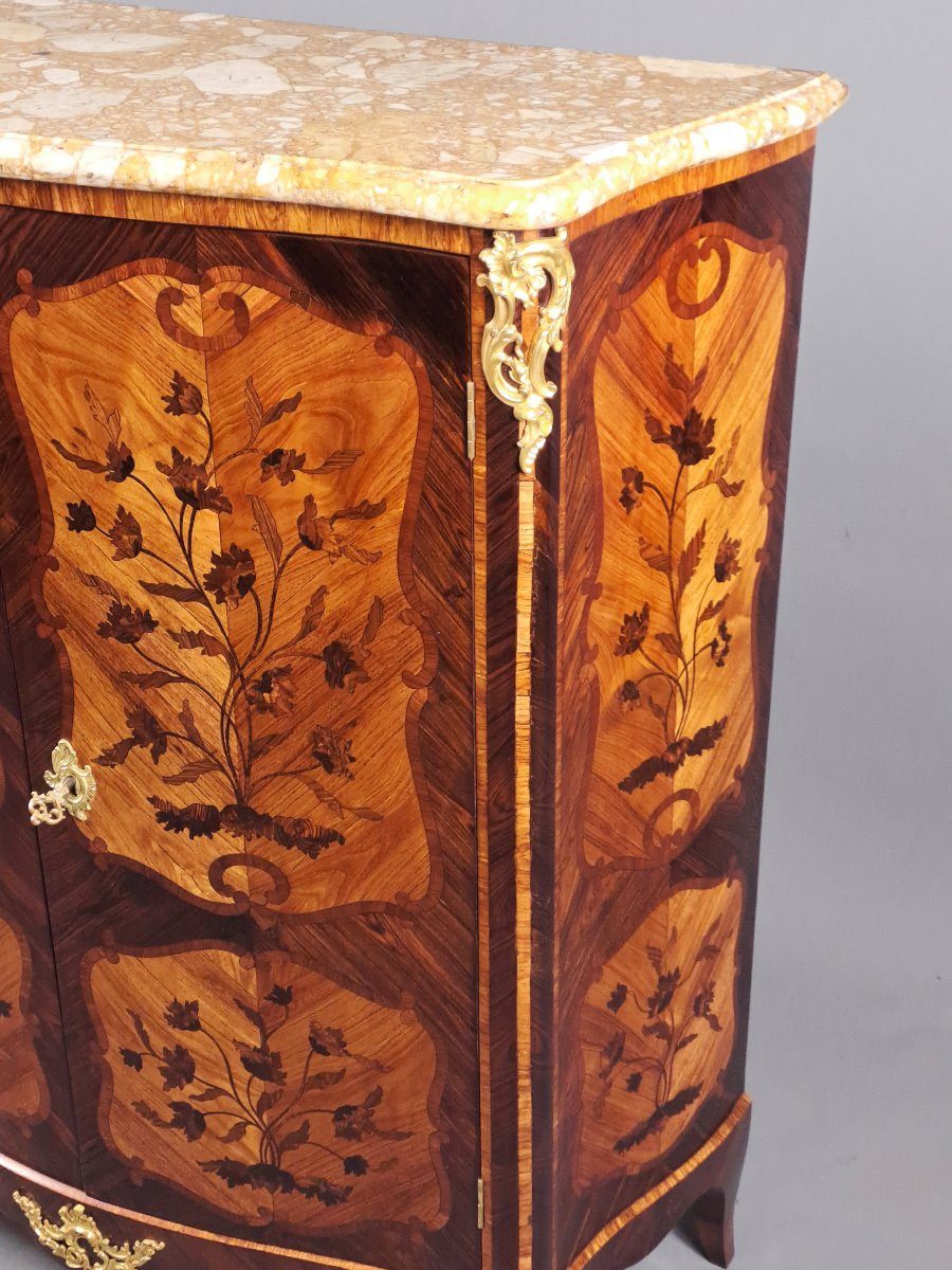 Louis XV Armoirette With Floral Marquetry And Gilt Bronze-photo-1
