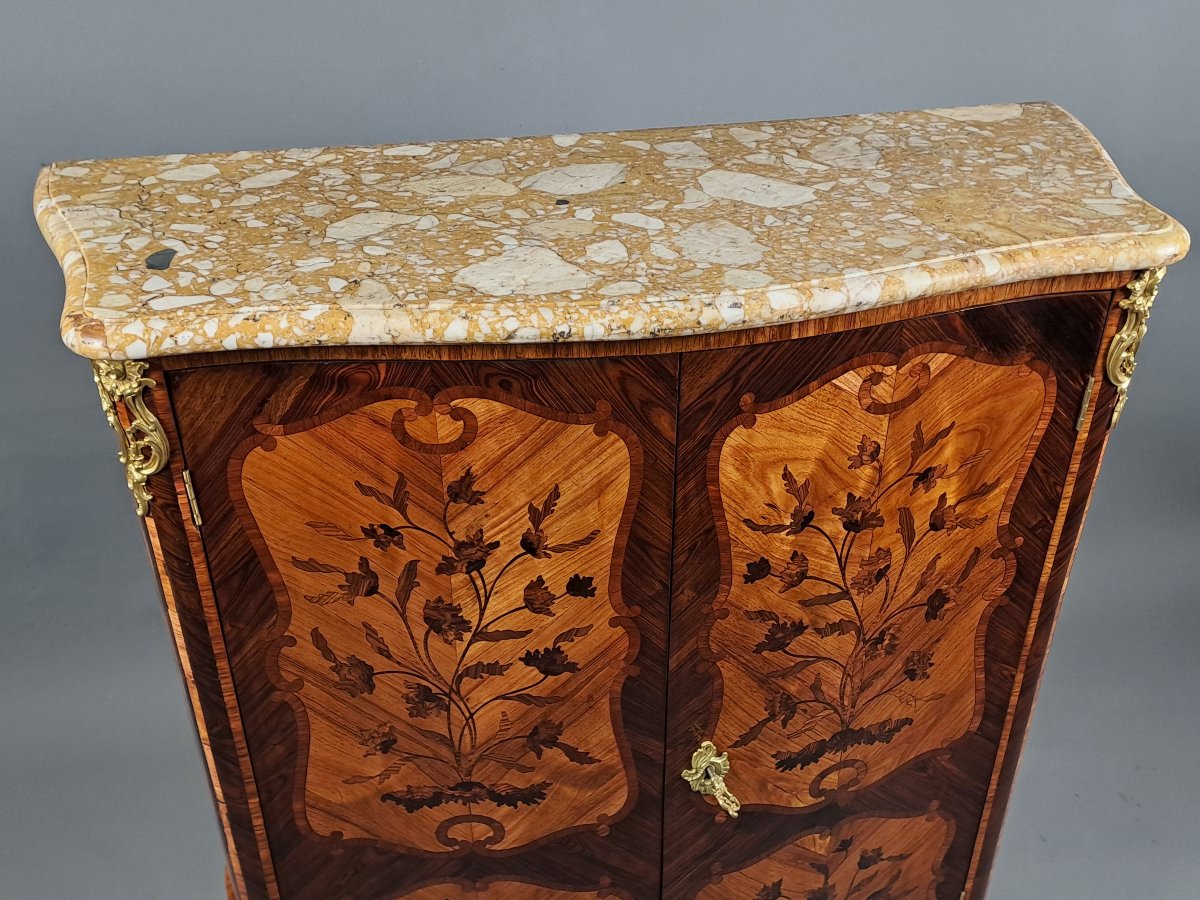 Louis XV Armoirette With Floral Marquetry And Gilt Bronze-photo-2