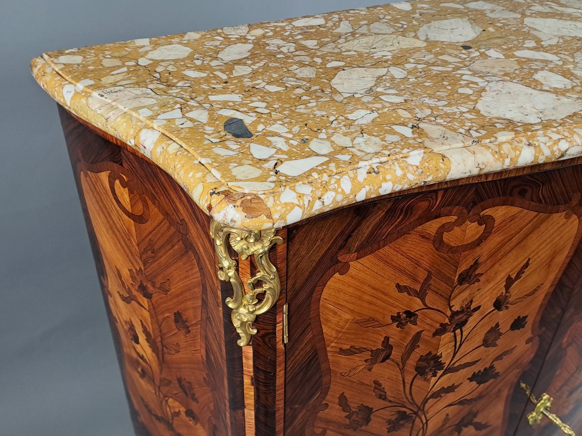 Louis XV Armoirette With Floral Marquetry And Gilt Bronze-photo-3