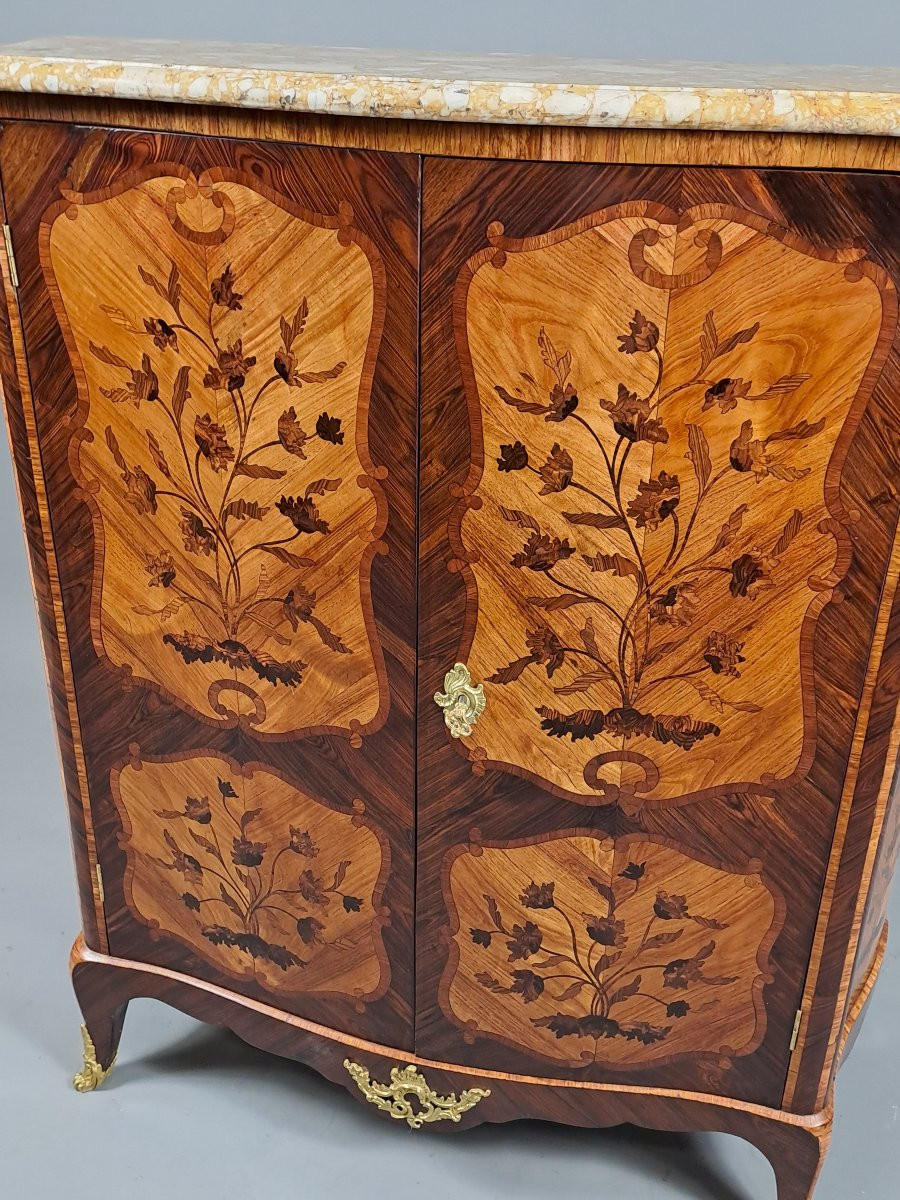 Louis XV Armoirette With Floral Marquetry And Gilt Bronze-photo-4