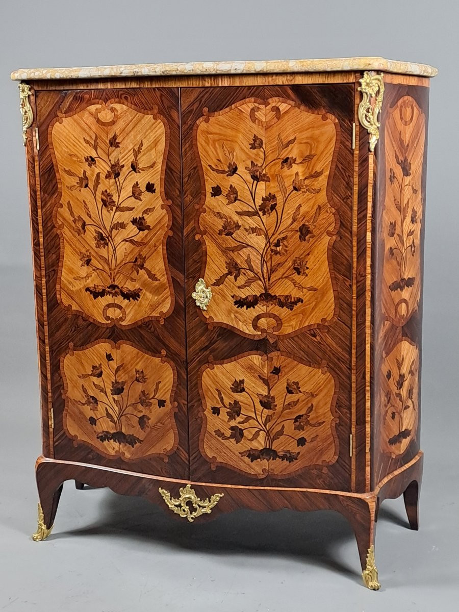 Louis XV Armoirette With Floral Marquetry And Gilt Bronze-photo-5