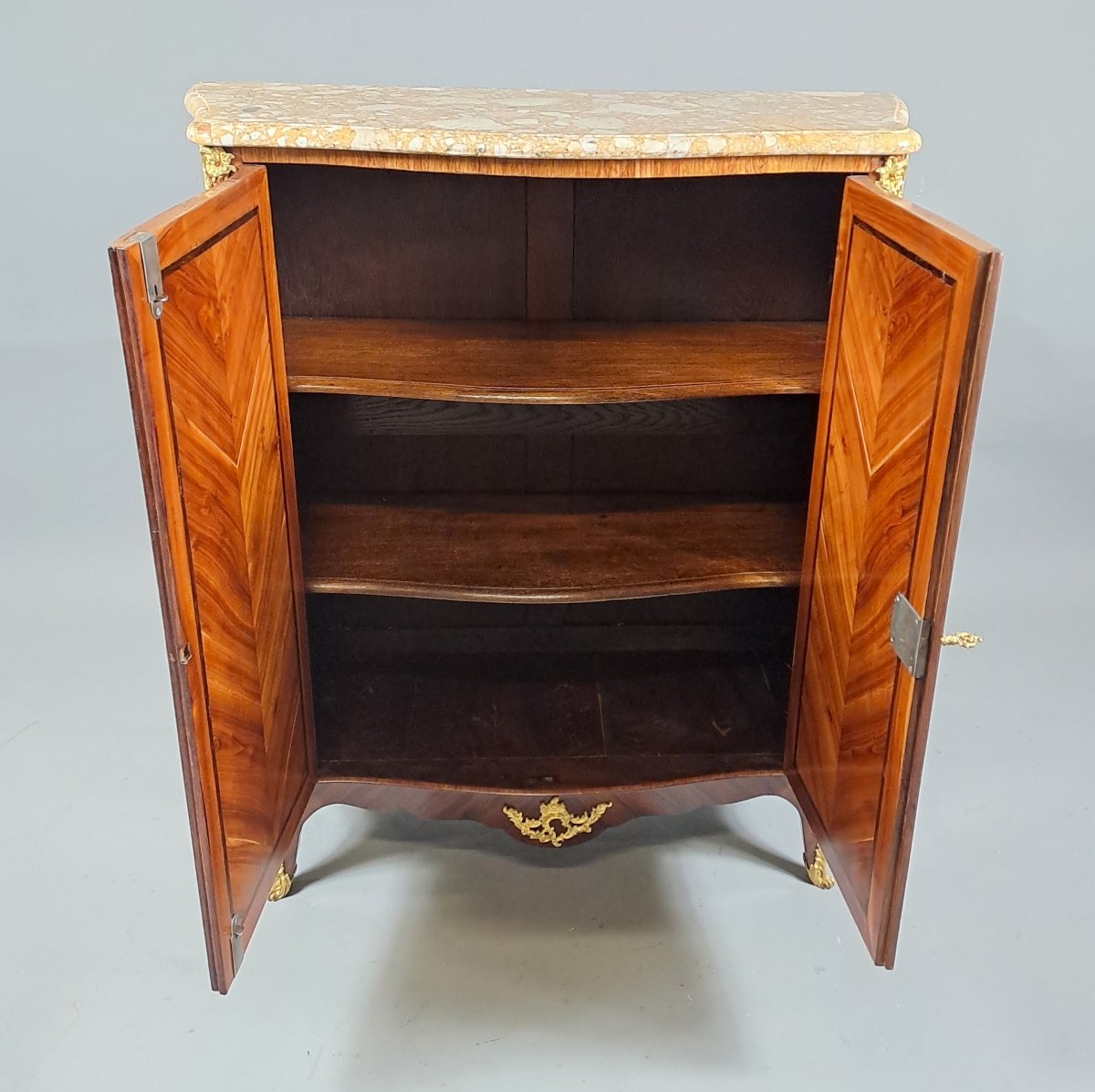 Louis XV Armoirette With Floral Marquetry And Gilt Bronze-photo-7