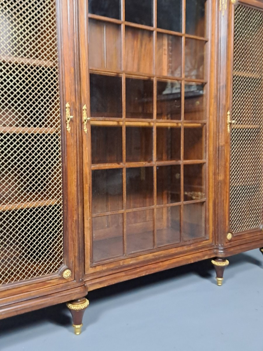 Louis XVI Style Bookcase In Mahogany And Gilded Bronze-photo-5