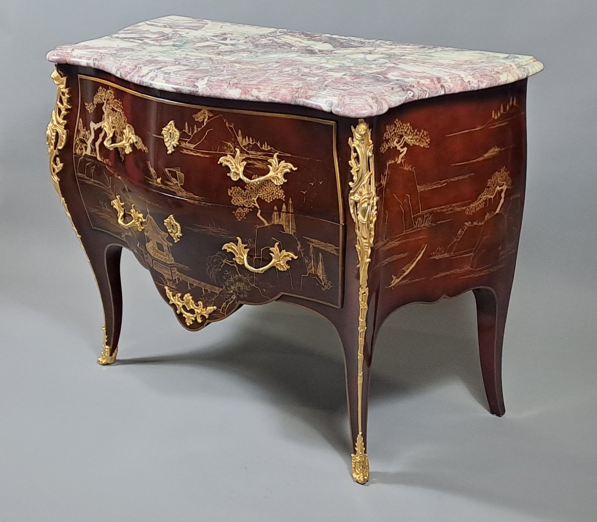 Lacquered Wooden Commode In The Chinese Style-photo-4
