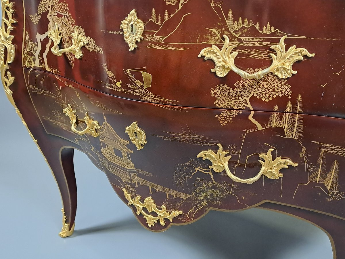 Lacquered Wooden Commode In The Chinese Style-photo-3