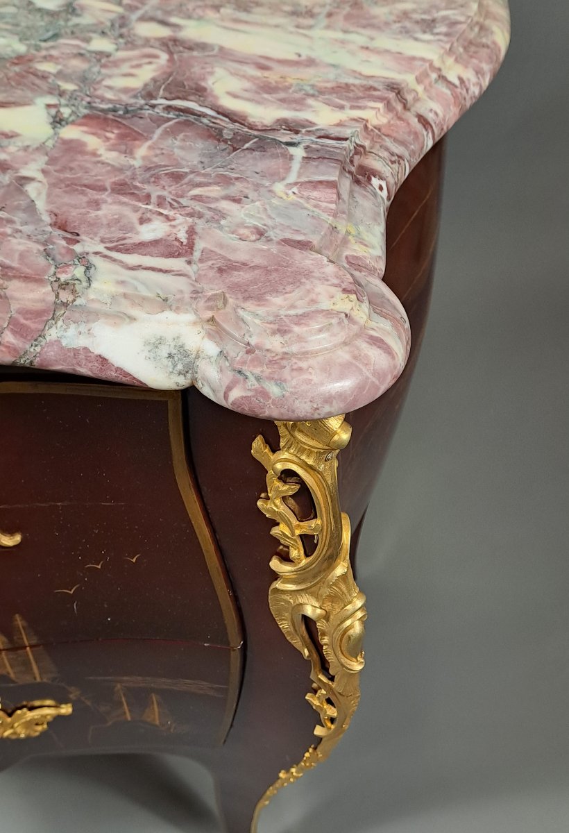 Lacquered Wooden Commode In The Chinese Style-photo-4
