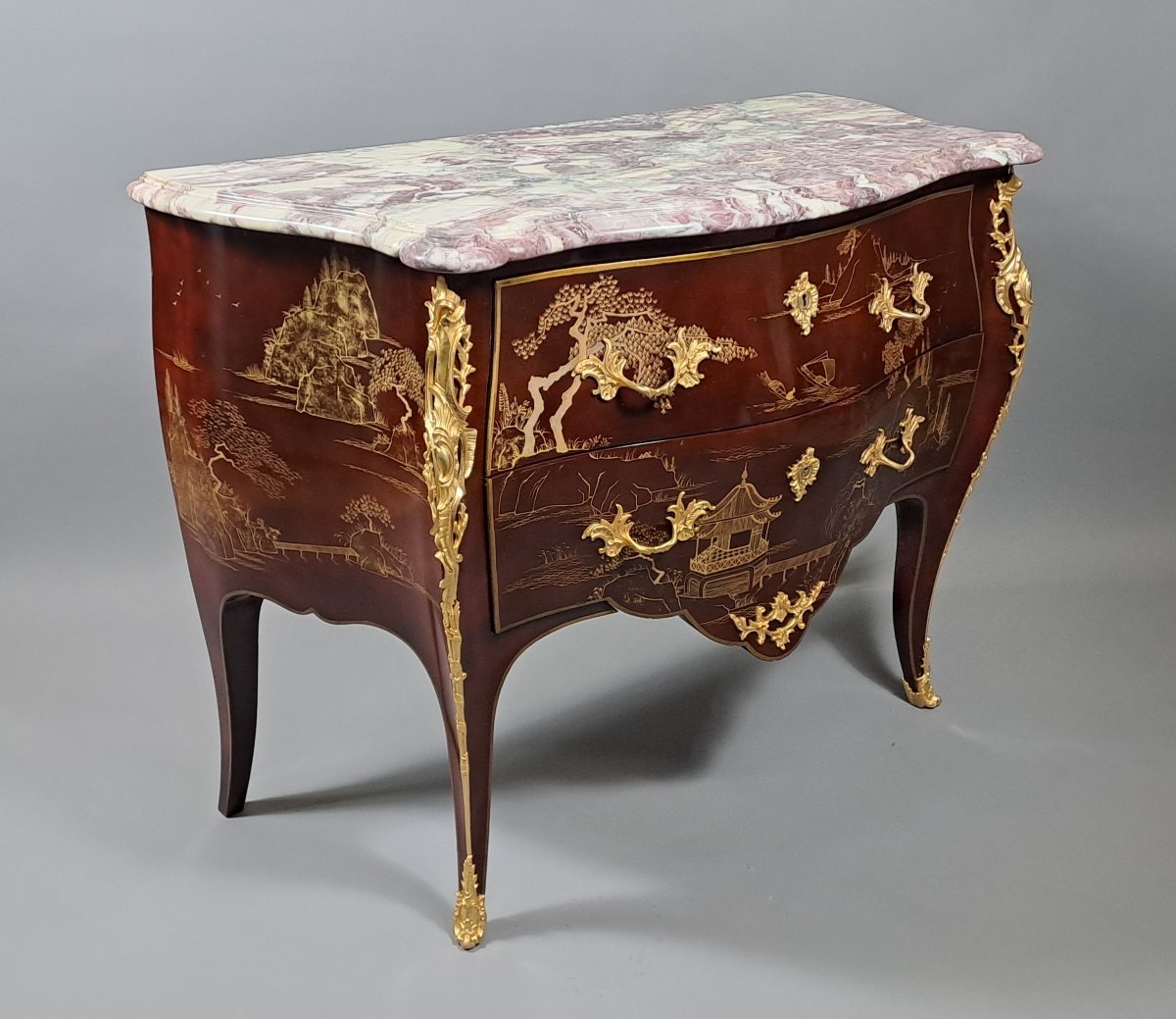Lacquered Wooden Commode In The Chinese Style-photo-5