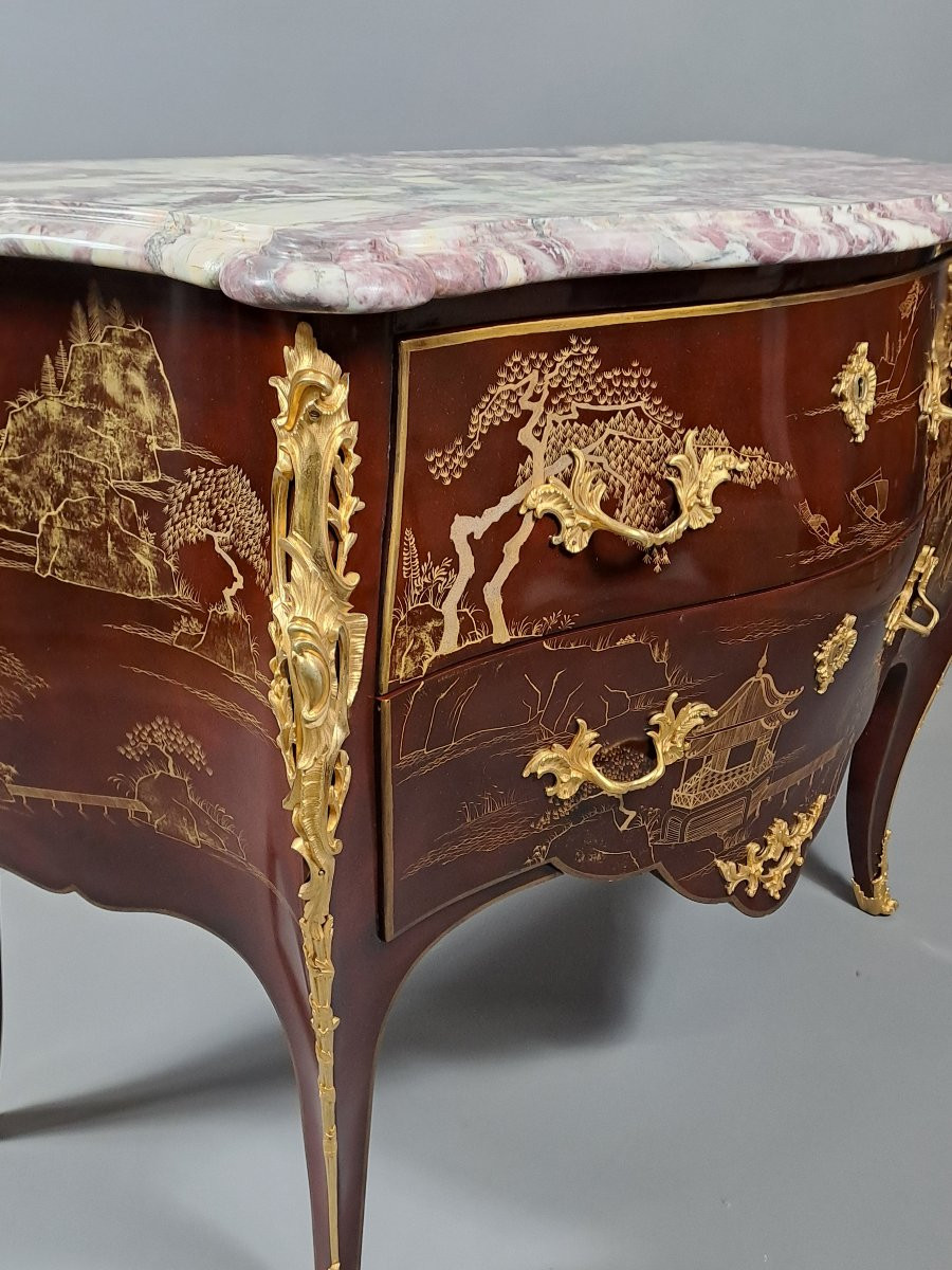 Lacquered Wooden Commode In The Chinese Style-photo-7