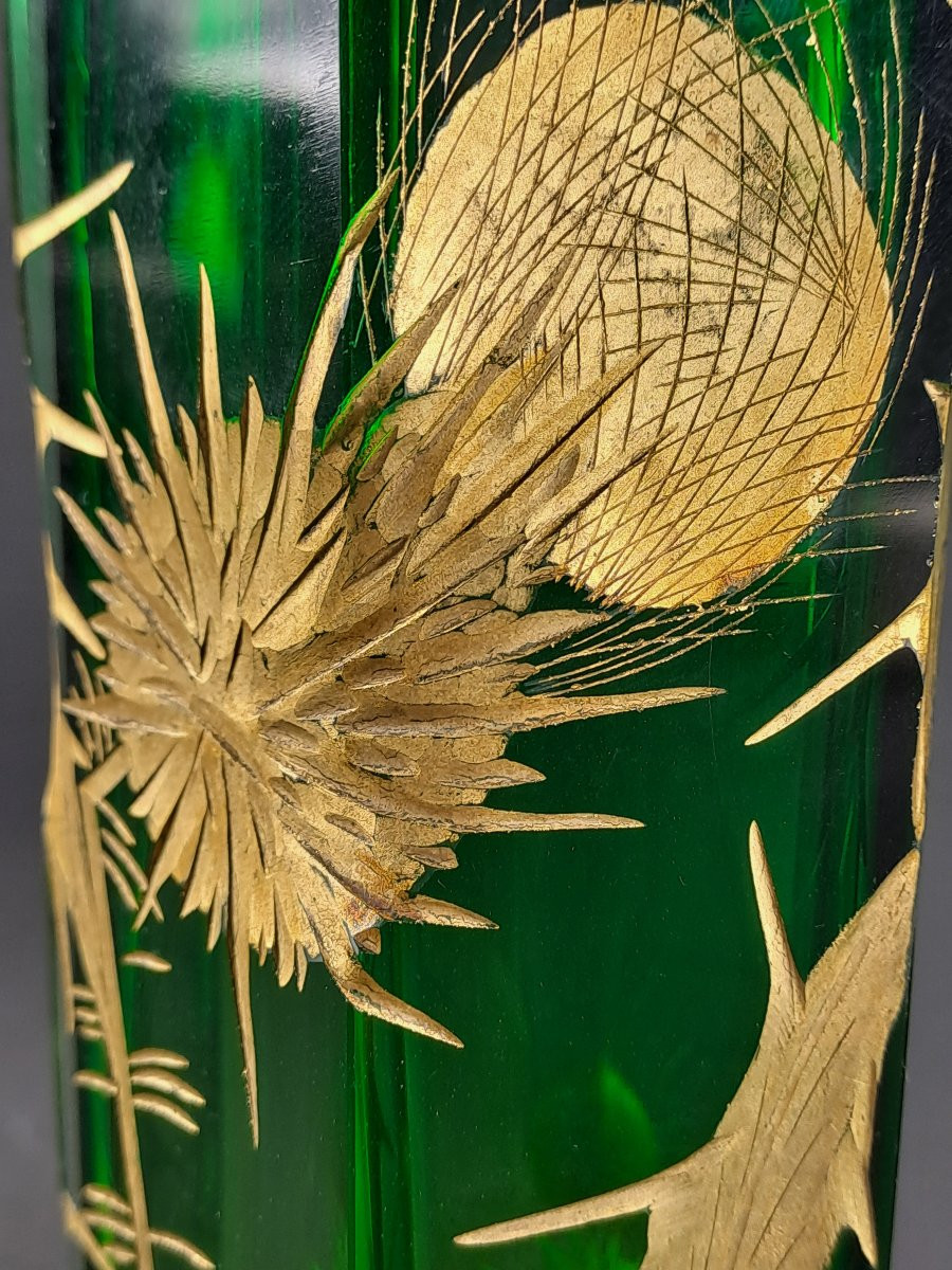 Pair Of Crystal Vases With Thistles – Maison Moser – Art Nouveau Period-photo-2