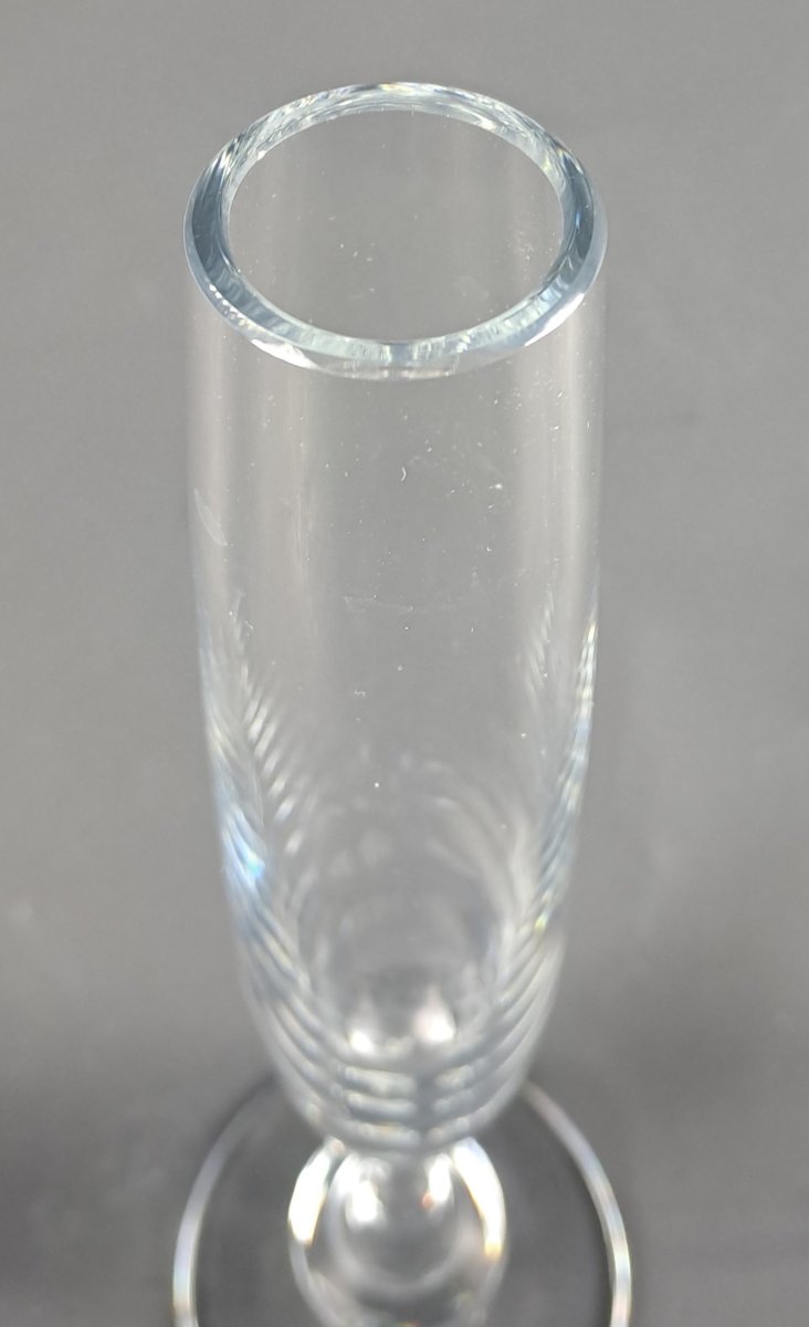 Large Baccarat Crystal Soliflore Vase By Boris Tabacoff, Pavot Model-photo-3