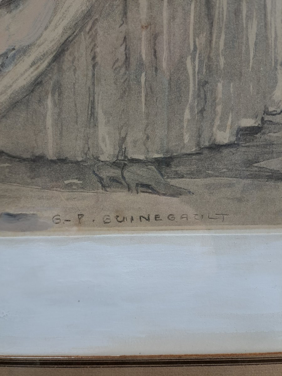 Pair Of Large Engravings Enhanced With Gouache, Signed Georges Pierre Guinegault (1893-1982)-photo-1