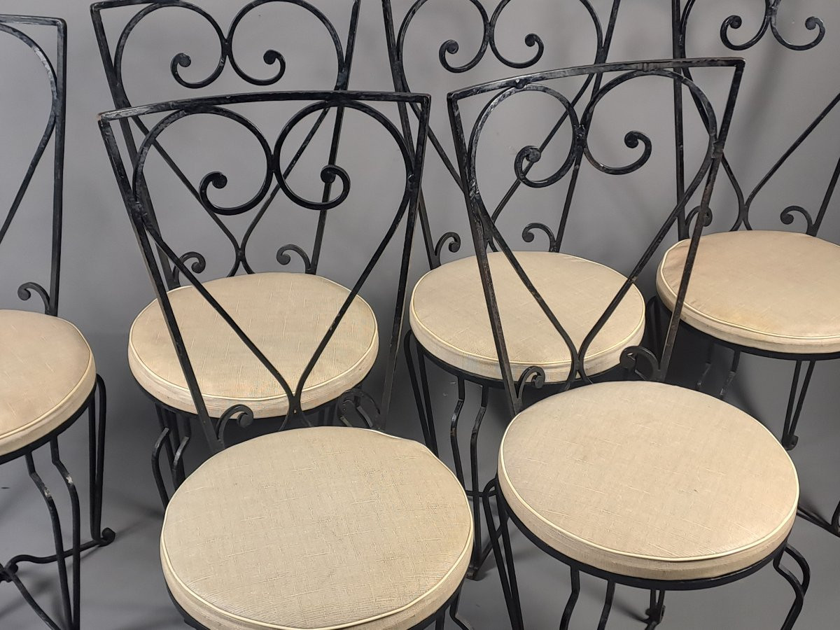 Suite de six chaises en fer forgé-photo-3