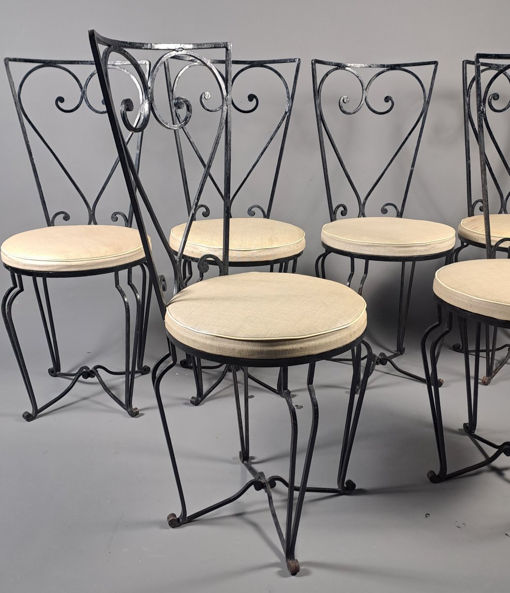 Suite de six chaises en fer forgé-photo-4