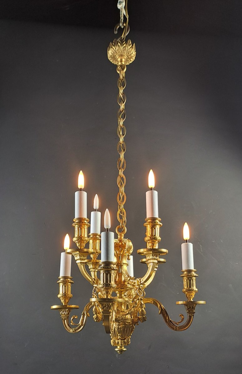 Louis XVI Style 8-light Chandelier In Gilt Bronze-photo-3