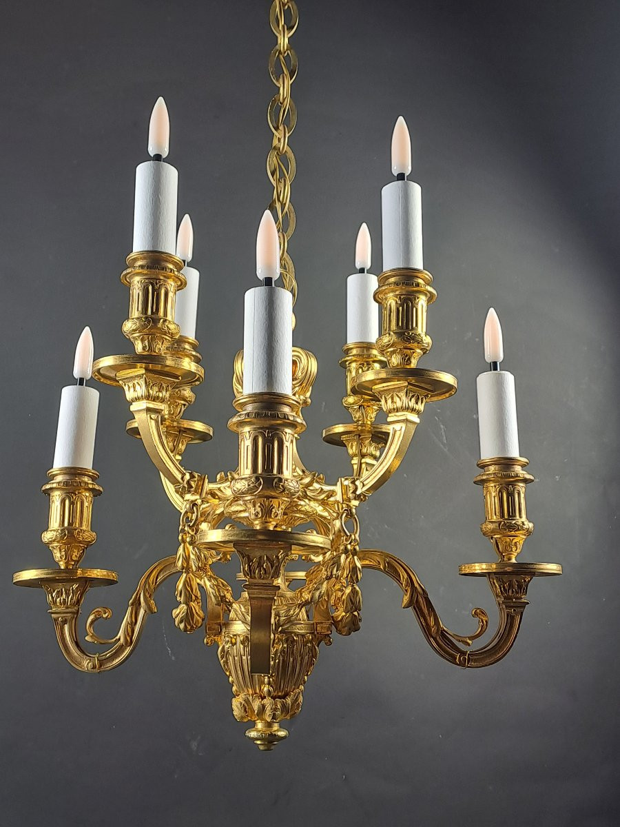 Louis XVI Style 8-light Chandelier In Gilt Bronze-photo-6