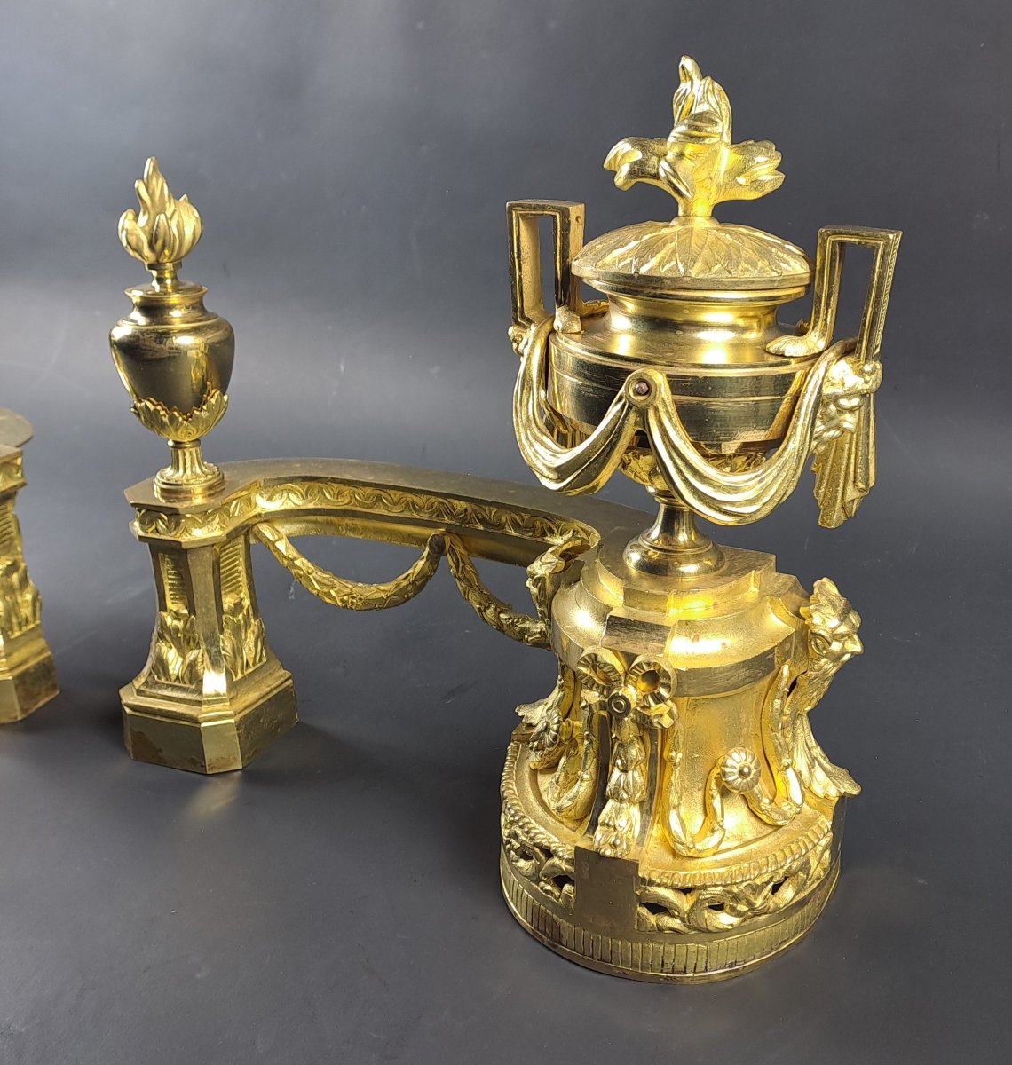 Pair Of Napoleon III Gilt Bronze Fire Dogs/fire Dogs-photo-2