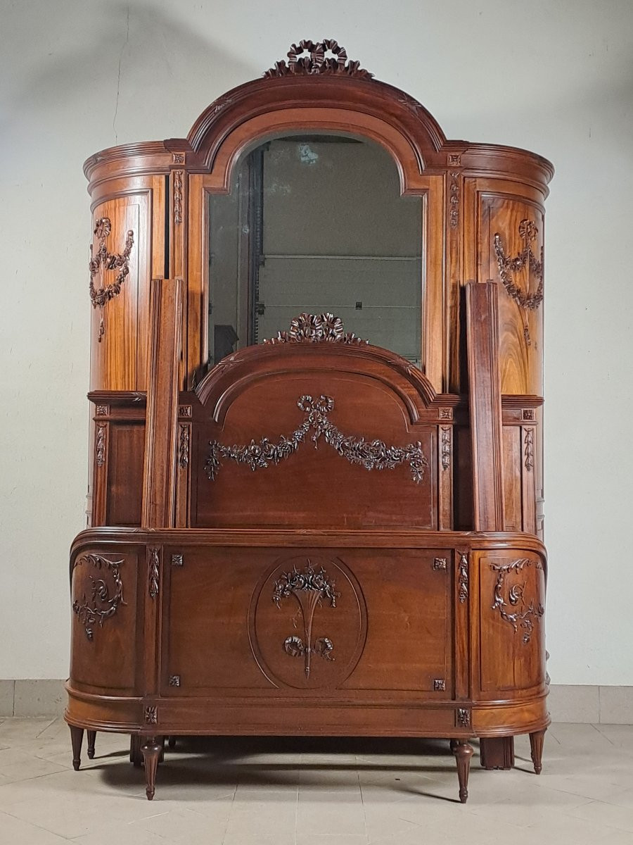 Louis XVI Style Solid Mahogany Bedroom Furniture-photo-4