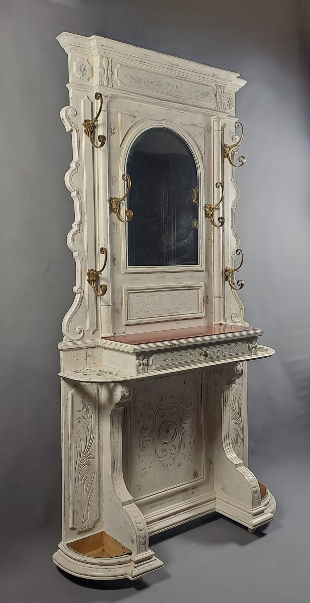 Large Antique Wardrobe In White Lacquered Wood-photo-4