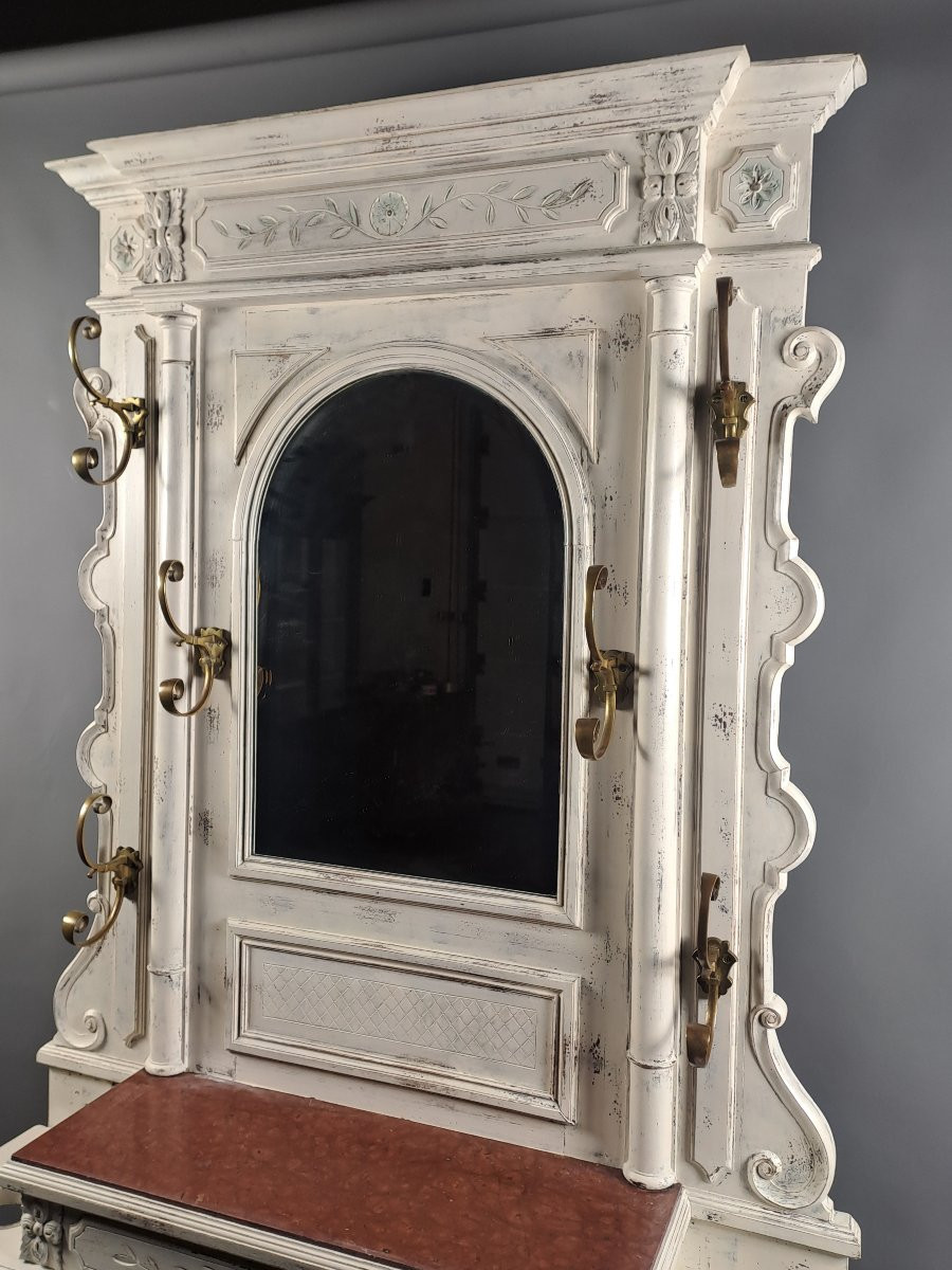 Large Antique Wardrobe In White Lacquered Wood-photo-2